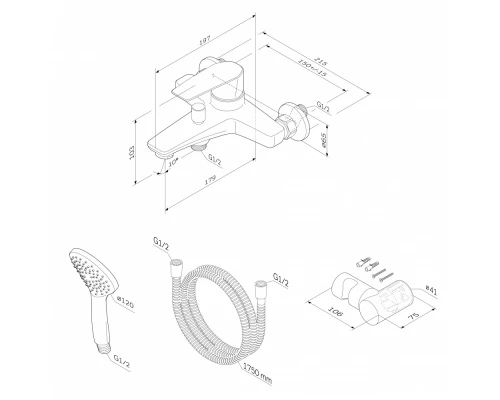 Смеситель Am.Pm Gem F90A15000 для ванны и душа, хром