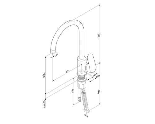 Смеситель Am.Pm Like F8007722, для кухни с каналом для питьевой воды, черный матовый