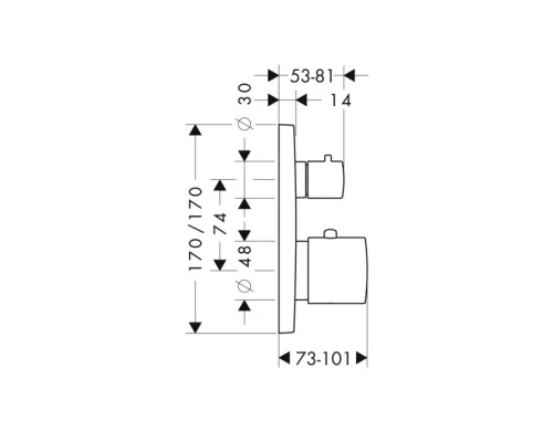 Смеситель для душа Axor Citterio M 34705000, термостатический
