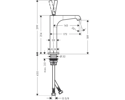 Смеситель для раковины Axor Citterio E 36103000, хром