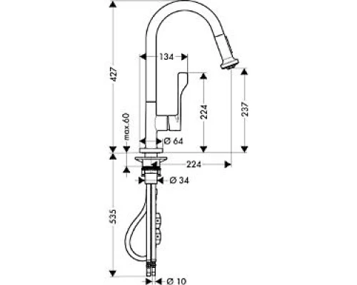 Смеситель AXOR Citterio 39835000 для кухни
