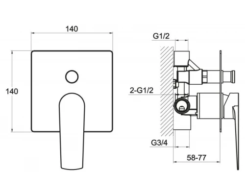 Смеситель для душа BelBagno Carin CAR-BASM-CRM