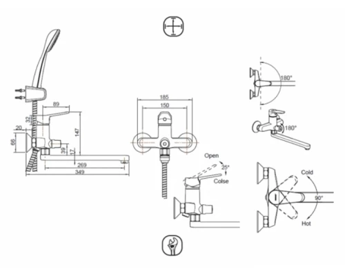 Смеситель Bravat Eco F6111147C-LB для ванны