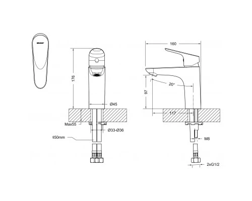 Смеситель Bravat Drop F14898C-RUS для раковины