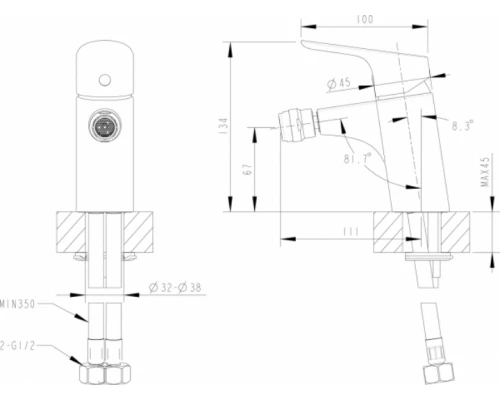 Смеситель Bravat Drop F34898C для биде