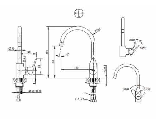 Смеситель Bravat Drop F74898C-1A для кухонной мойки