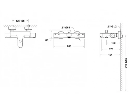 Смеситель Bravat Stream F63984C-01B для ванны термостатический