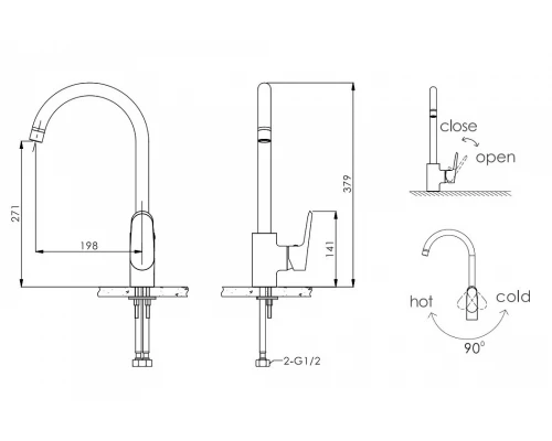 Смеситель Bravat Pure F7105161C для кухонной мойки