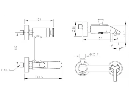 Смеситель Bravat Waterfall F673107C-01 для ванны
