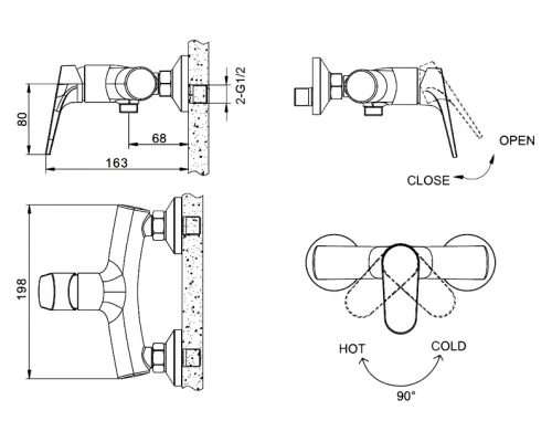 Смеситель Bravat Eler F9191238CP-01-RUS для душа