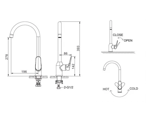 Смеситель Bravat Eler F7191238CP-RUS для кухонной мойки