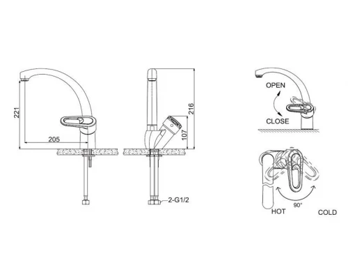 Смеситель Bravat Loop F7124182CP-RUS для кухонной мойки
