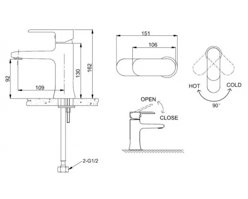 Смеситель Bravat Opal F1125183CP-RUS для раковины-1
