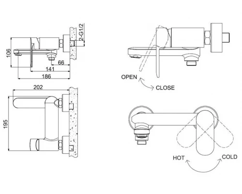 Смеситель Bravat Opal F6125183CP-01-RUS для ванны и душа