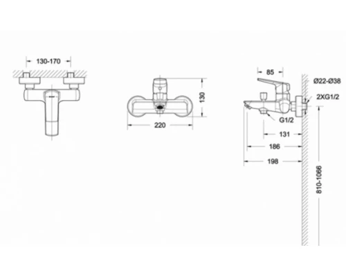 Смеситель Bravat Real F6121179CP-01 для ванны и душа