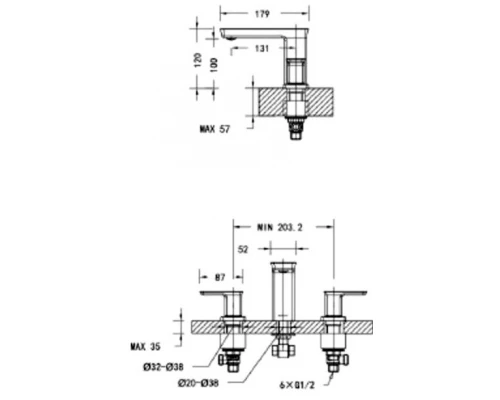 Смеситель Bravat Phillis F256101C-ENG для раковины, на 3 отверстия