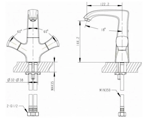Смеситель Bravat Whirlpool F178112C для раковины