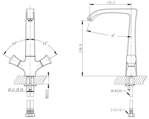 Смеситель Bravat Whirlpool F778112C для кухонной мойки