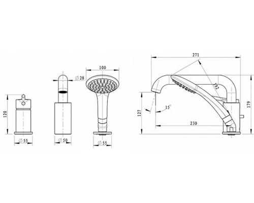 Смеситель Bravat Angel F5172217CP-1-RUS для ванны