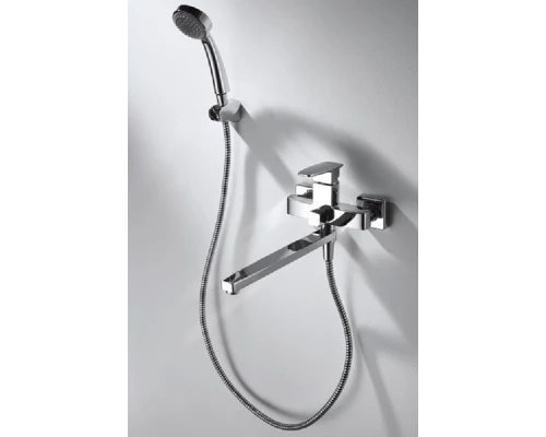 Смеситель Bravat Riffle F672106C-LB для ванны, длинный излив, с гарнитуром