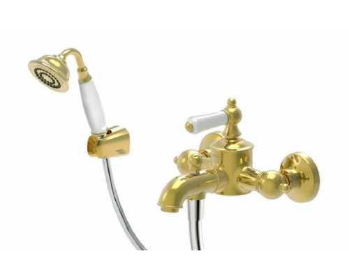 Смеситель Bravat Art F675109G-B для ванны, короткий излив, с душевым гарнитуром