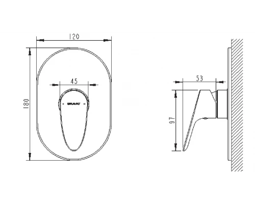 Смеситель Bravat Drop PB84898CP-RUS для душа 1-х функциональный (внешняя часть)