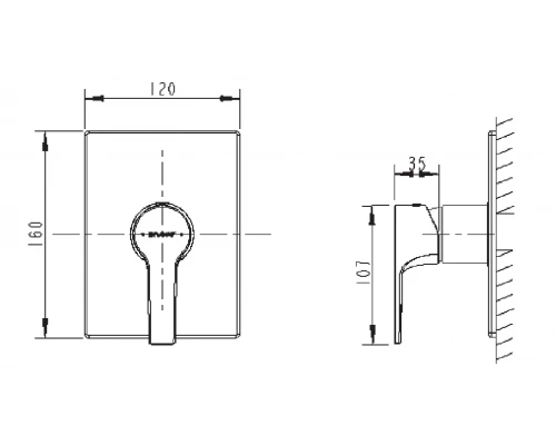 Смеситель Bravat Prolate PB85179C-A-RUS для душа 1-х функциональный (внешняя часть)