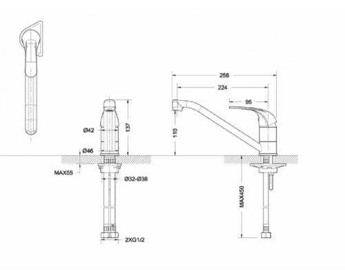 Смеситель Bravat Fit F7135188CP-RUS для кухонной мойки