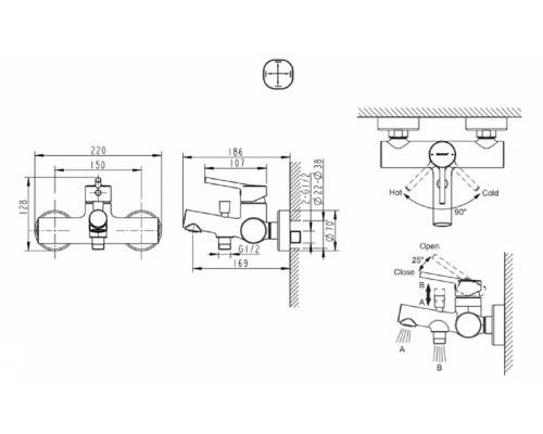 Смеситель Bravat Palace F6172217CP-01-RUS для ванны, короткий излив