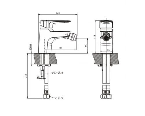 Смеситель Bravat Eler F3239218CP-1-RUS для биде, хром