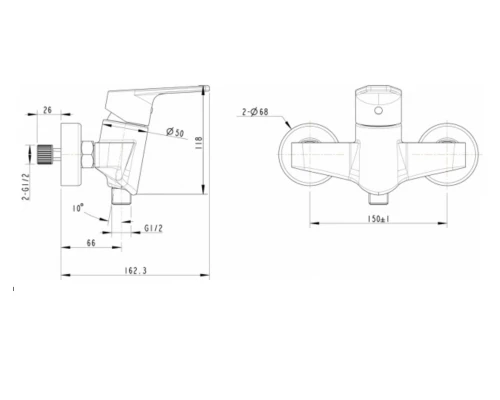 Смеситель Bravat Line F95299C-1 для душа, хром