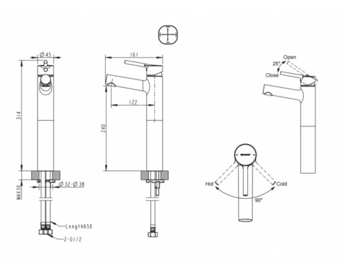 Смеситель Bravat Palace F1172217CP-A-RUS для раковины, высокий, хром