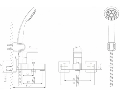 Смеситель Bravat Riffle F672106C-B c коротким изливом для ванны, хром