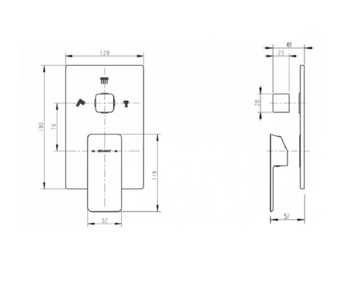 Смеситель встраиваемый в стену Bravat Phillis P69195C-ENG функции 3, хром