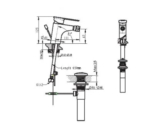Смеситель Bravat Gina F365104C-ENG для биде, хром