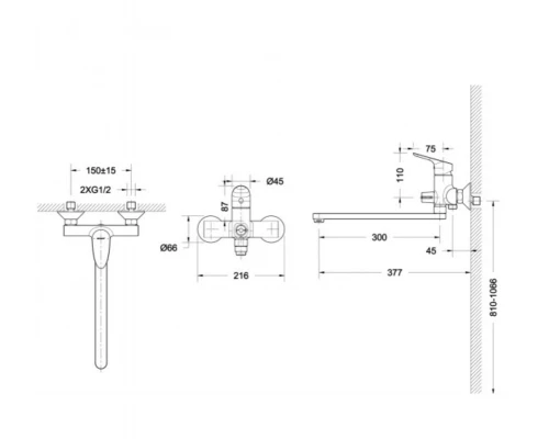 Комплект смесителей для ванной комнаты Bravat Drop, хром, F00409C