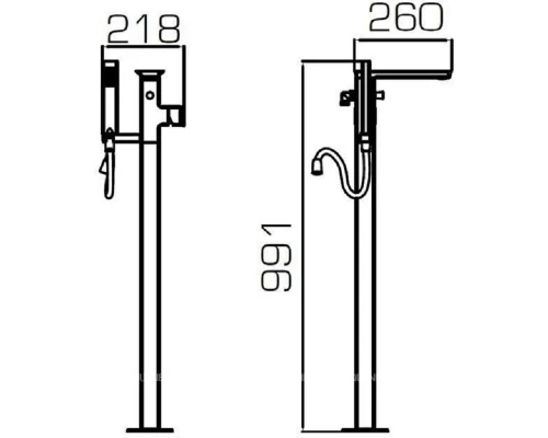 Смеситель Bravat Phillis напольный для ванны, хром, F656101C-B3-ENG