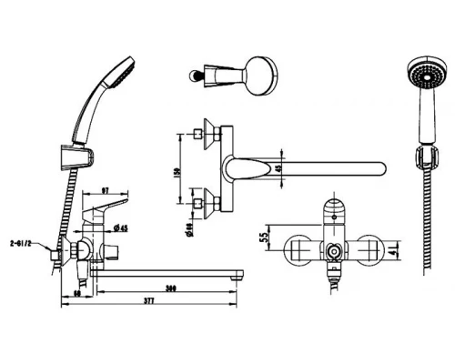 Смеситель Bravat Drop F64898C-LB для ванны