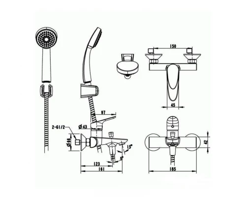 Смеситель Bravat Drop F64898C-B для ванны и душа
