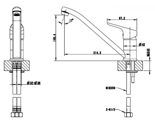 Смеситель Bravat Drop F74898C-2 для кухонной мойки