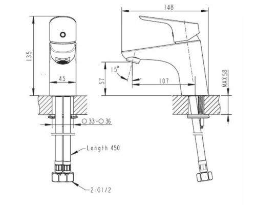 Смеситель Bravat Drop F14898C-1 для раковины