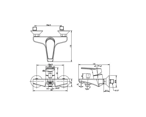 Смеситель Bravat Line F65299C-B-RUS для ванны