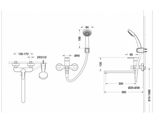 Смеситель Bravat Stream F63783C-LB для ванны