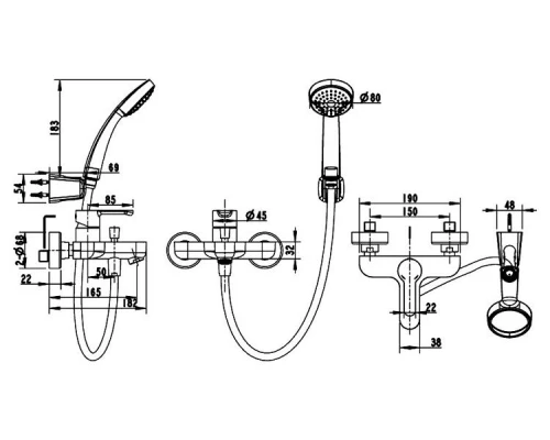 Смеситель Bravat Stream F63783C-B для ванны