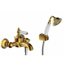 Смеситель Bravat Art F675109G-B для ванны, короткий излив, с душевым гарнитуром