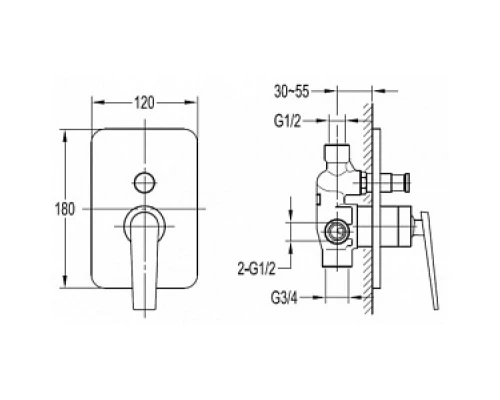 Смеситель Cezares Baden BADEN-VDIM-01 для ванны и душа