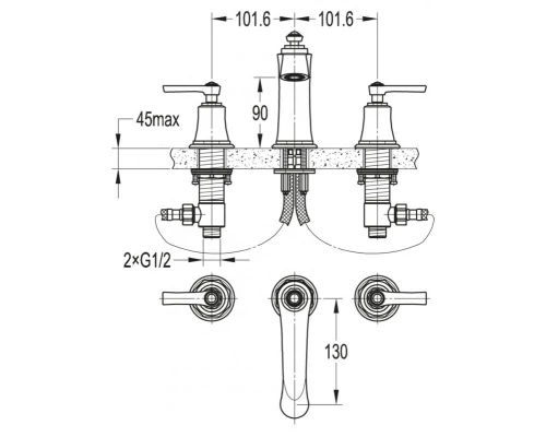 Смеситель для раковины Cezares LIBERTY-F-BLS-01-W0