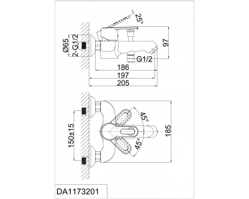 Смеситель D&K Hamburg Bayern DA1173201 для ванны и душа