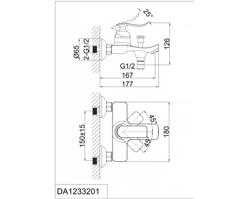 Смеситель D&K Liszt Bayern DA1233201 для ванны и душа