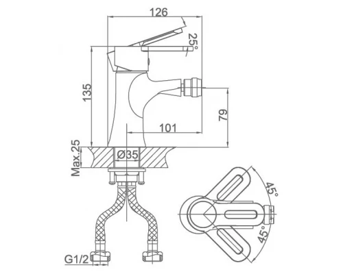 Смеситель D&K Paulinus Rhein DA1352201 для биде